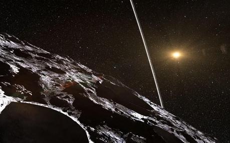 Illustration de l'environnement de l'astéroïde Chariklo