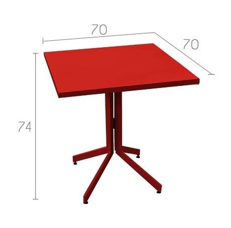 table de jardin métal rouge design