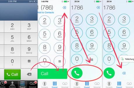 Evolution de l'interface des appels de l'iOS 6 à iOS 7.1 (voire 7.2)