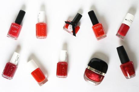 Vernis rouge parfait - Essie fifth avenue Essie aperitif - Essie head mistress / OPI Big Apple Red / Marc Jacobs Desire / Nailmatic Biba / Monoprix Rouge Grenade / Ciaté Mistress / Kiko 362 - Kiko 236