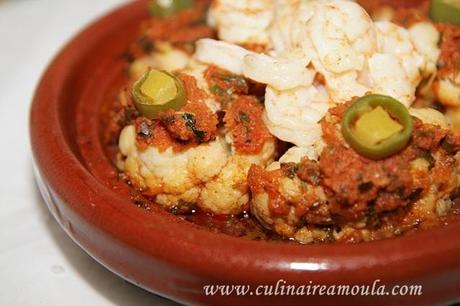 Tajine de chou-fleur aux crevettes