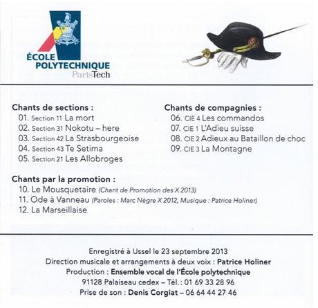 Page 4 Liste des Chants / Crédits