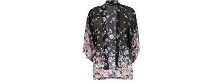 New Look Inspire Black Contrast Floral Border Semi Sheer Kimono Top 22,99 €