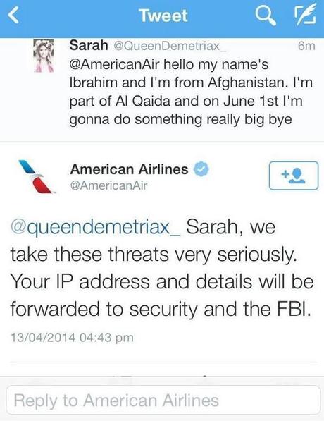 Twitter fail : Cette ado de 14 ans menace American Airlines d'un attentat le 1er juin...
