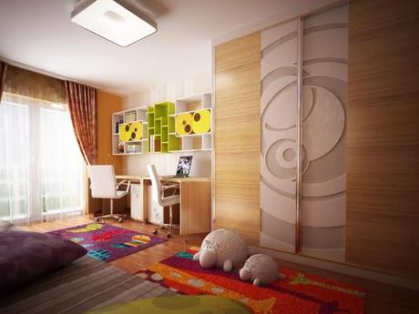 Chambre Design couleurs et  textures vibrantes