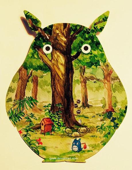 illustration de Qing Han d'une foret vu à travers la forme d'un Totoro