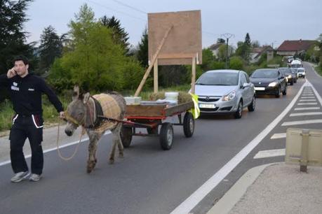 Son permis de conduire retiré, il part au travail avec son âne