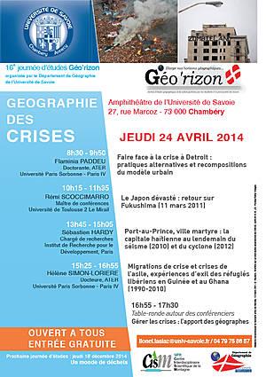 Géo'rizon : Géographie des crises (24 avril 2014, Chambéry)