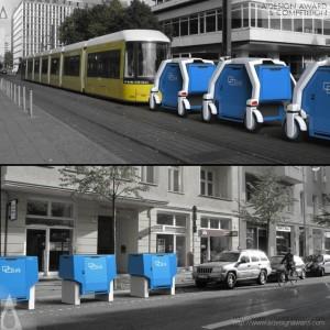 Un réseau de véhicules électriques arrimés derrière les bus et les trams permettrait la livraison robotisée de petits colis de marchandises en ville