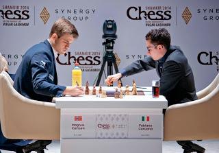 Echecs : Magnus Carlsen s'est incliné ronde 4 face à Caruana au Mémorial Vugar Gashimov - Photo site officiel