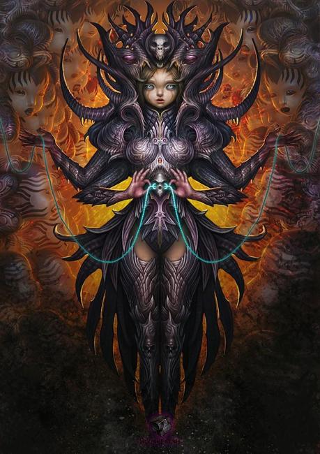 illustration de Martin de Diego Sádaba représentant une sorte de déesse Kali enfantine 