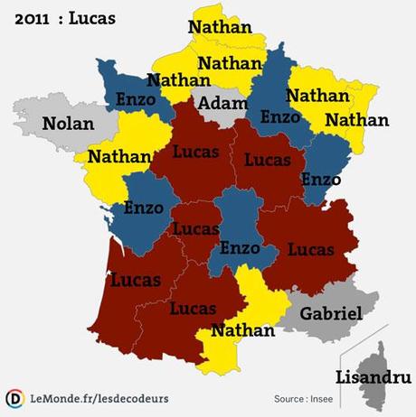 Les prénoms les plus répandus en France