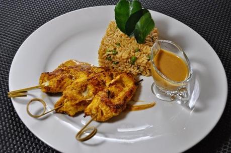 Recette ;   Brochettes de Poulet au Satay