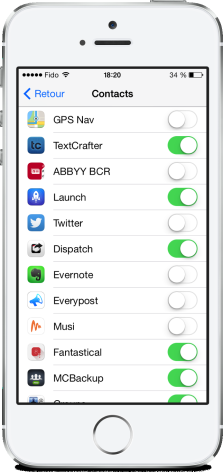 Securite iOS 7 contacts
