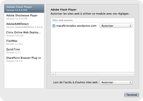 Autoriser Flash player