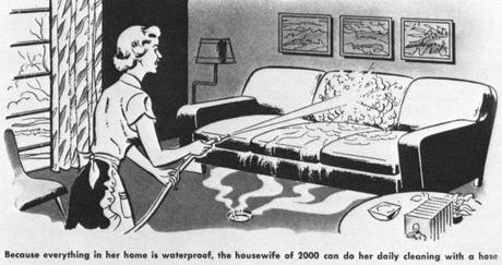 retro vintage cleaning comic 50s lady