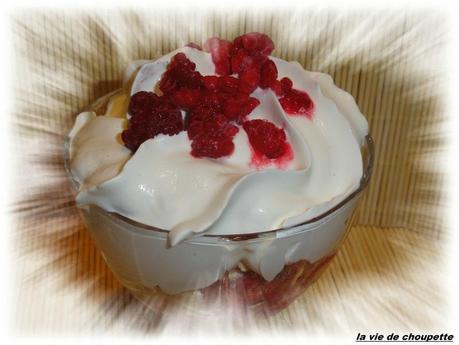 coupe glacée framboises, crème chantilly maison, eau de vie framboises, biscuits roses de Reims-1824