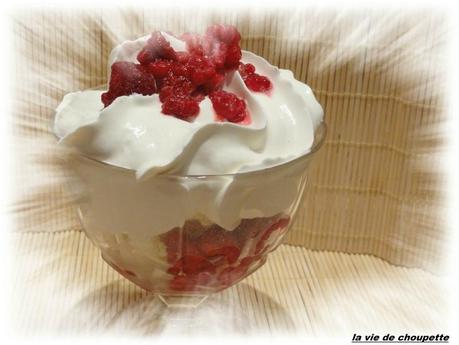 coupe glacée framboises, crème chantilly maison, eau de vie framboises, biscuits roses de Reims-1823