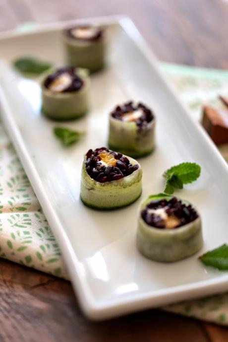 Sushis de riz noir  et à la mangue et au fromage  Caprice des anges