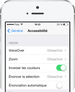 Inverser couleurs iOS 7