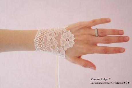 bijoux de mariée bracelet en dentelle de calais petite manchette en dentelle de calais pour futures mariée, créations de Vanessa Lekpa