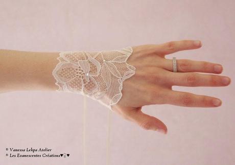 bijoux de mariée bracelet en dentelle de calais bracelet manchette en dentelle de Calais pour mariage création Vanessa Lekpa
