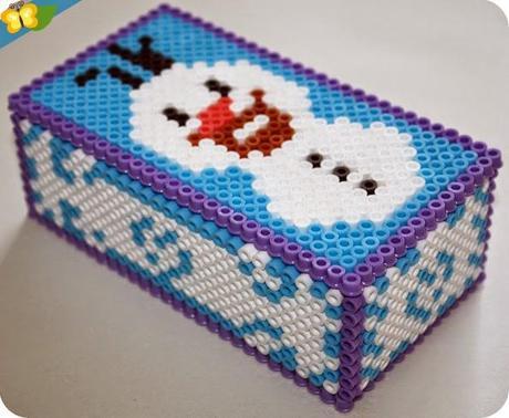 boite en perles Hama pour ranger ses stickers de la Reine des neiges