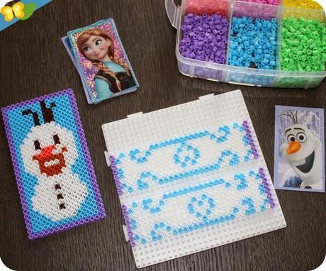 boite en perles Hama pour ranger ses stickers de la Reine des neiges