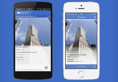 CloodStream, une App qui permet de partager et commenter les photos de votre Cloud d’Orange avec vos contacts 