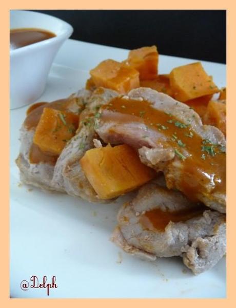 Filet mignon aux patates douces, sauce porto