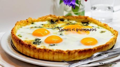 Tarte aux Oeufs sur lit d’Épinards et Fromage de Chèvre. Tarte aux Oeufs sur lit d’Épinards et Fromage de Chèvre.