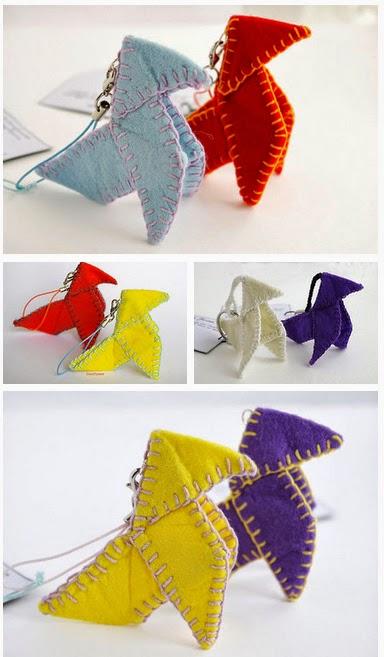 Origami cocotte en feutrine bijoux de smartphone porte-clés par Cocoflower - www.cocoflower.net