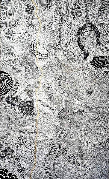 Un oeuvre d'Isobel Gorey NAMPITJINPA, peintre aborigène de Papunya, Australie