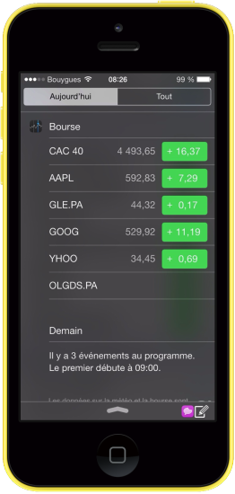 Bourse centre notifications iOS 7