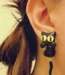 boucle d'oreille chat fimo