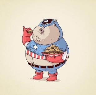 Captain America L’obésité chez les super-héros par Alex Solis