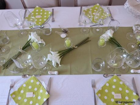 Table fraîcheur en vert anis-blanc et transparence / Fresh table in green, white and glass