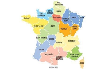 Réforme territoriale : vers 12 super-régions ? Source JDD.fr