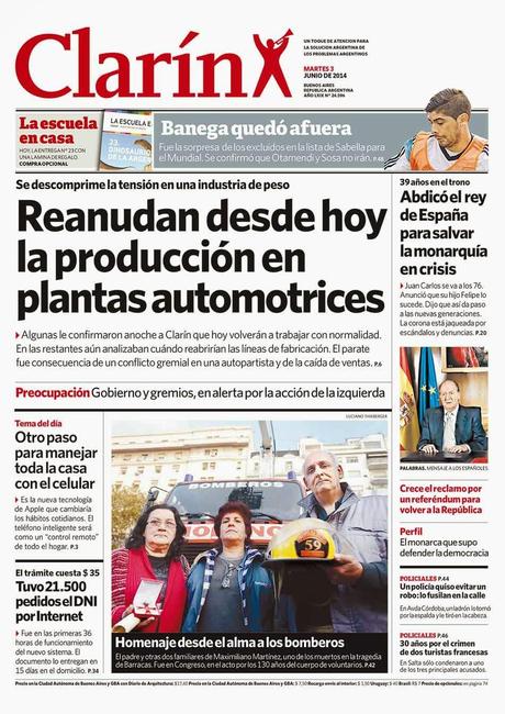 Juan Carlos et la presse argentine ce matin [Actu]