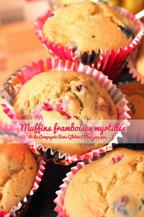 Muffins framboises et myrtilles, sans gluten, sans lait, sans fruits à coques....