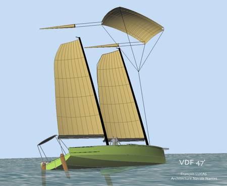 Le « Voilier du futur », actuellement en projet, avec une voile de traction autostable. Ses matériaux sont plus facilement recyclables que les résines en polyester. Les déchets sont traités à bord et le bateau permet même de récolter des données océanographiques. Le « Voilier du futur », actuellement en projet, avec une voile de traction autostable. Ses matériaux sont plus facilement recyclables que les résines en polyester. Les déchets sont traités à bord et le bateau permet même de récolter des données océanographiques.