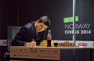 Echecs : Vladimir Kramnik (2783) 1-0 Fabiano Caruana (2791) - Photo Chessbase