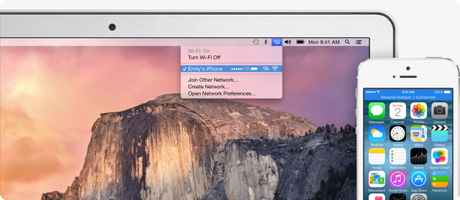 Mac et iOS hotspot OS X Yosemite