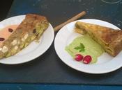 Clafoutis salés coulis colorés