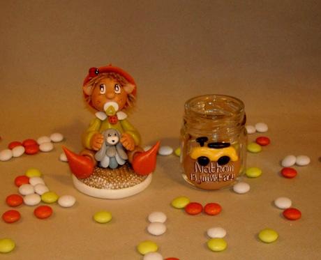 Pot à dragée avec bébé elfe et son doudou 