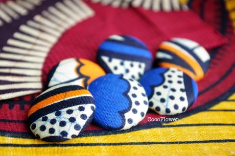 Boutons en tissu wax africain gros bouton recouvert - www.cocoflower.net