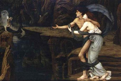 John Roddam Spencer Stanhope Orpheus-and-Eurydice-on the banks of the styx via preraphaelitepaintings.blogspot.com