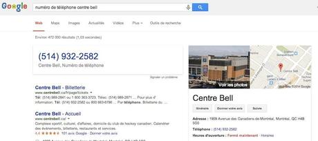 résultatsd de recherche google telephone hangout 1 Le numéro de téléphone des commerces est énorme sur Google 