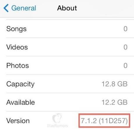 iOS 7.1.2 sur iPhone et iPad en vue