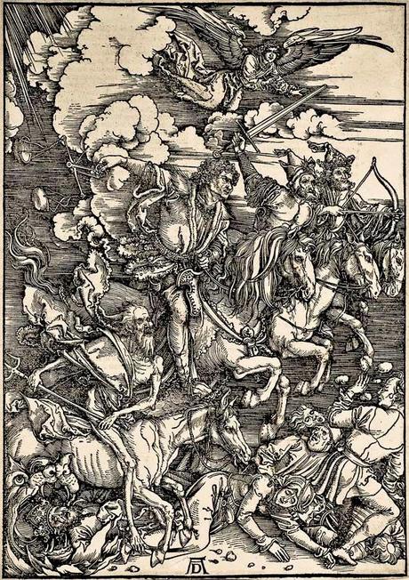 Albrecht Dürer - L'Apocalypse de Saint-Jean - Les quatre cavaliers - Gravure sur bois - 39,4 x 28,1 cm